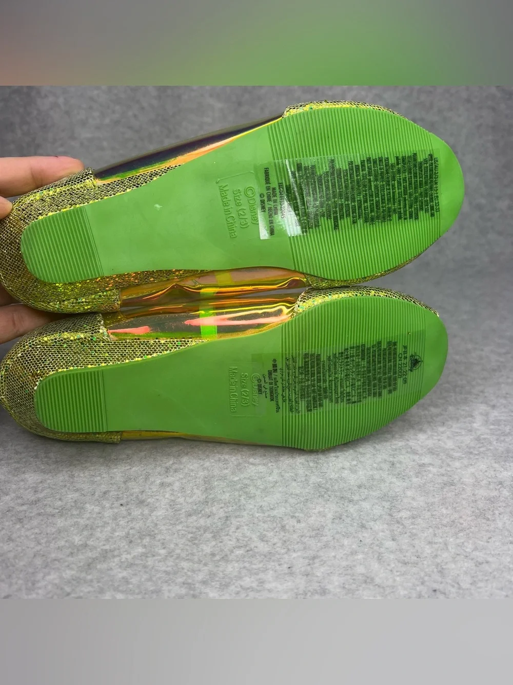 Disney Store Girls 2/3 Tinker Bell Pom Shoes Costume Accessory Peter Pan Fairy